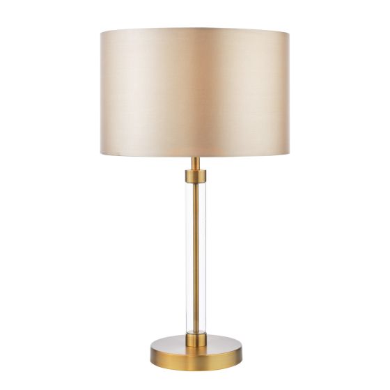 där lighting Sylvester Table Lamp Antique Brass and Glass With Shade
