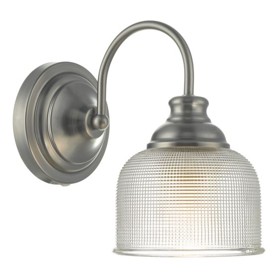 Där Lighting Tack Wall Light Industrial Nickel Textured Glass