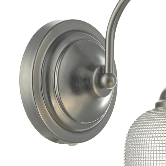 Där Lighting Tack Wall Light Industrial Nickel Textured Glass