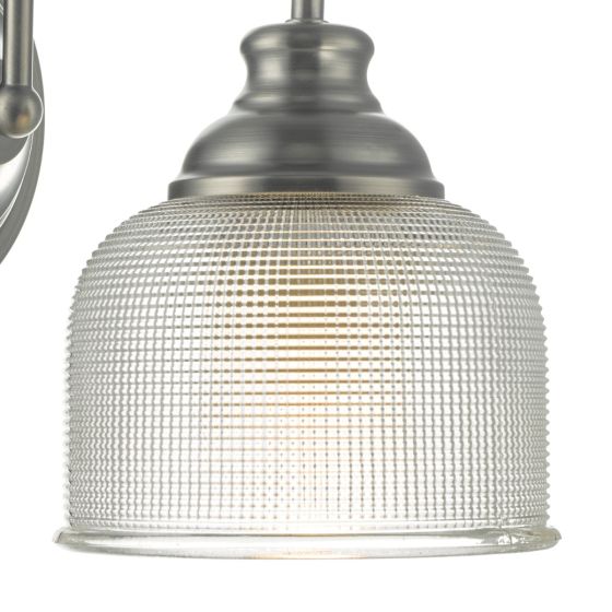 Där Lighting Tack Wall Light Industrial Nickel Textured Glass
