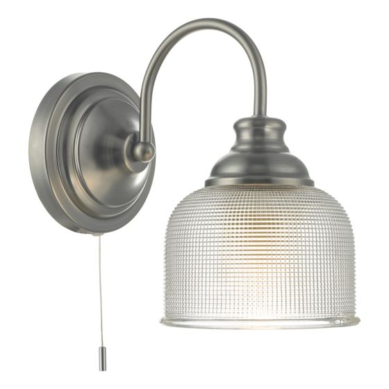 där lighting Tack Wall Light Industrial Nickel Textured Glass