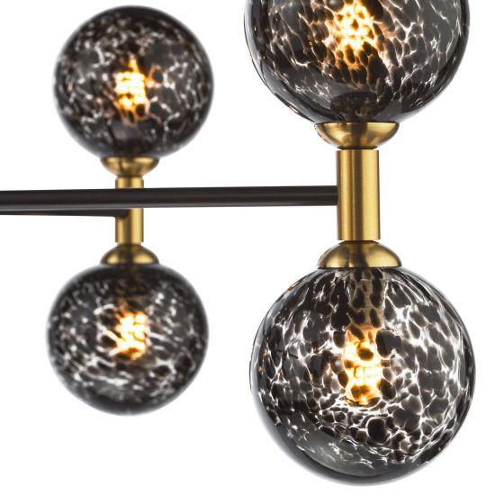 Där Lighting Takara 10 Light Semi-Flush Matt Black With Black Confetti Glass