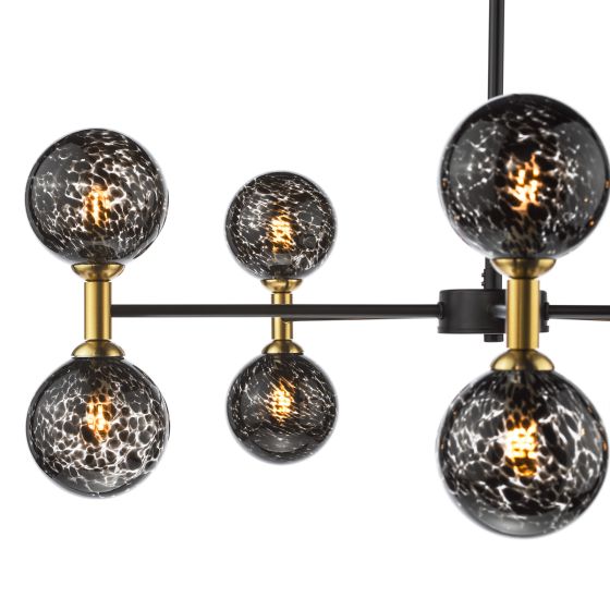 Där Lighting Takara 10 Light Semi-Flush Matt Black With Black Confetti Glass