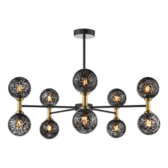 där lighting Takara 10 Light Semi-Flush Matt Black With Black Confetti Glass