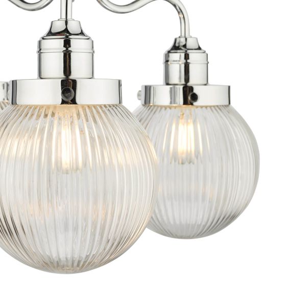 Där Lighting Tamara 3 Light Bathroom Semi Flush Polished Chrome Ribbed Glass IP44