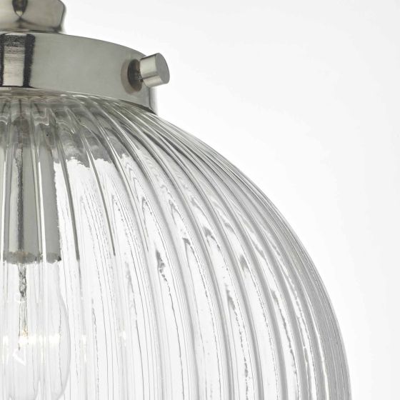 Där Lighting Tamara Pendant Satin Nickel & Ribbed Glass