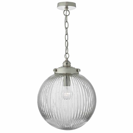 Där Lighting Tamara Pendant Satin Nickel & Ribbed Glass