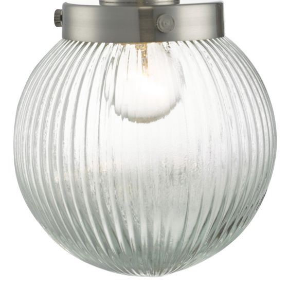 Där Lighting Tamara Wall Light Satin Nickel Ribbed Glass