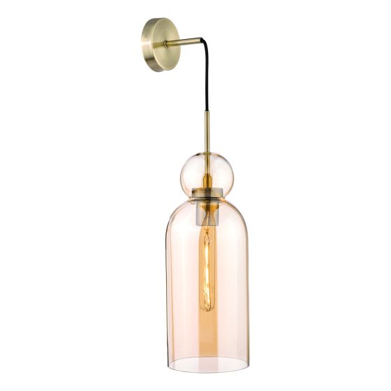 Där Lighting Tao Pendant Brushed Bronze And Amber Glass