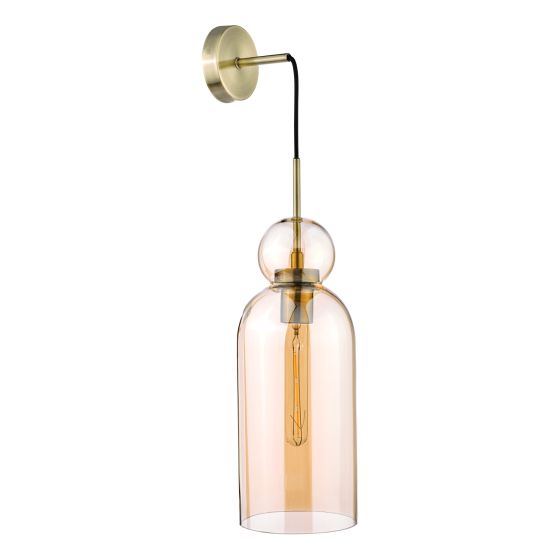Där Lighting Tao Pendant Brushed Bronze And Amber Glass
