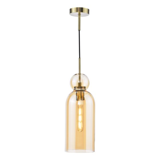 där lighting Tao Pendant Brushed Bronze and Amber Glass