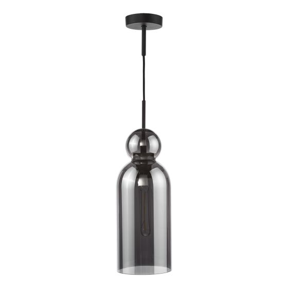 Där Lighting Tao Pendant Matt Black And Smoked Glass
