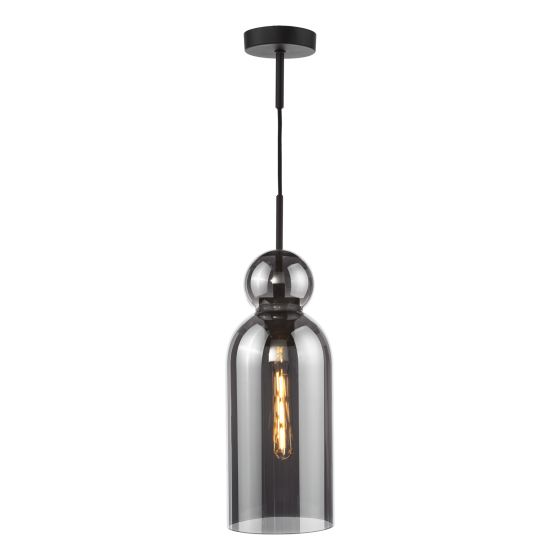 där lighting Tao Pendant Matt Black and Smoked Glass