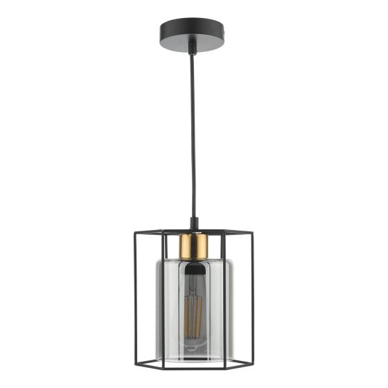 Där Lighting Tatum Pendant Matt Black And Smoked Glass