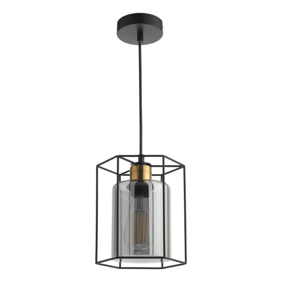 Där Lighting Tatum Pendant Matt Black And Smoked Glass