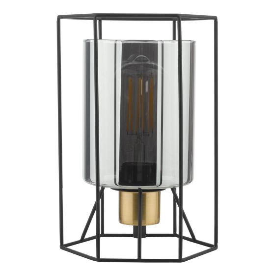 Där Lighting Tatum Table Lamp Matt Black And Smoked Glass