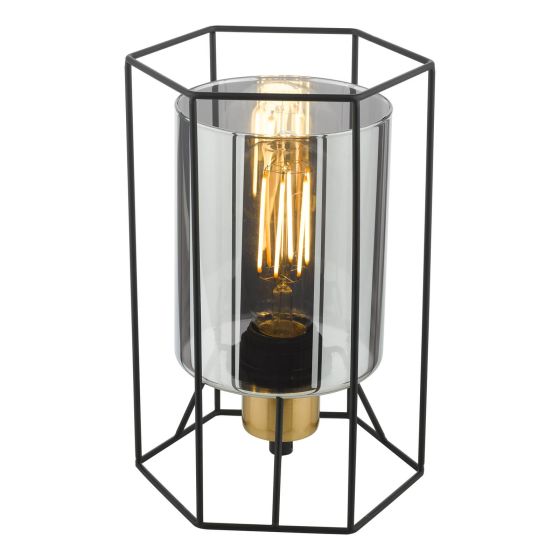 Där Lighting Tatum Table Lamp Matt Black And Smoked Glass