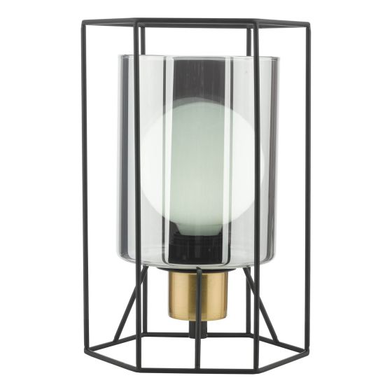 Där Lighting Tatum Table Lamp Matt Black And Smoked Glass