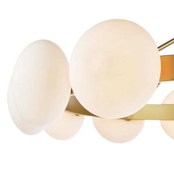 Där Lighting Tauri 12 Light Pendant Matt Gold And Opal Glass