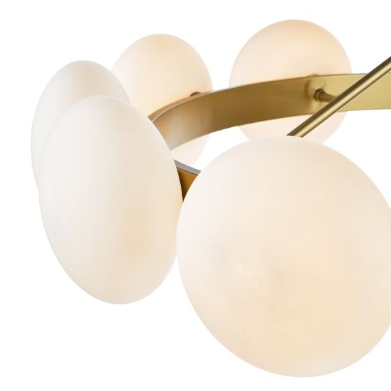 Där Lighting Tauri 12 Light Pendant Matt Gold And Opal Glass