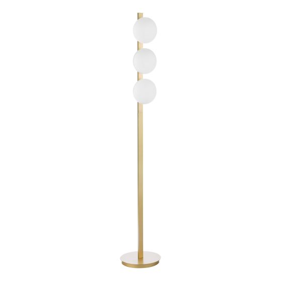 Där Lighting Tauri 3 Light Floor Lamp Matt Gold And Opal Glass
