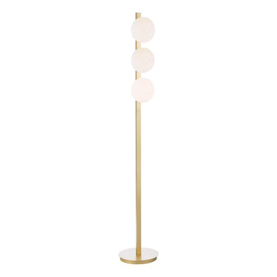 där lighting Tauri 3 Light Floor Lamp Matt Gold and Opal Glass