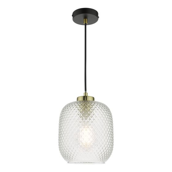 där lighting Tehya Pendant Matt Black Textured Glass