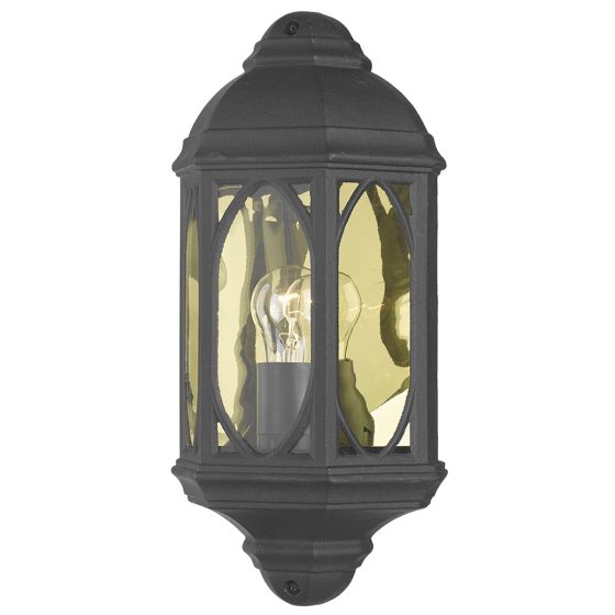 Där Lighting Tenby Outdoor Wall Light Black Glass IP43