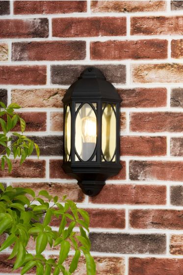 Där Lighting Tenby Outdoor Wall Light Black Glass IP43