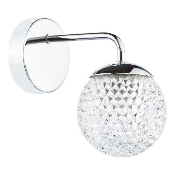 Där Lighting Teva Wall Light Polished Chrome And Faceted Acrylic IP44