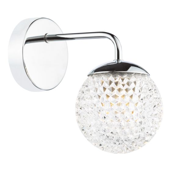 där lighting Teva Wall Light Polished Chrome and Faceted Acrylic IP44