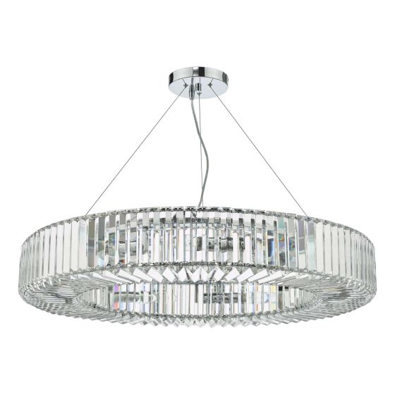 Där Lighting Teyana 9 Light Pendant Polished Chrome Crystal