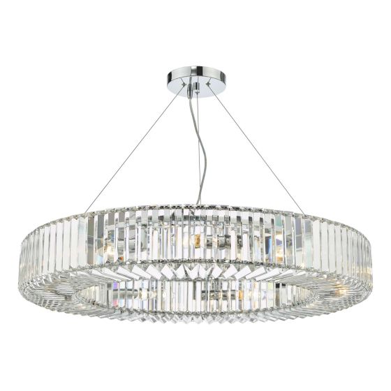 där lighting Teyana 9 Light Pendant Polished Chrome Crystal