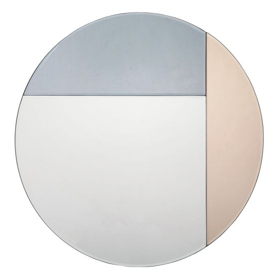 där lighting Thalia Round Blue And Rose Gold Mirror 50cm