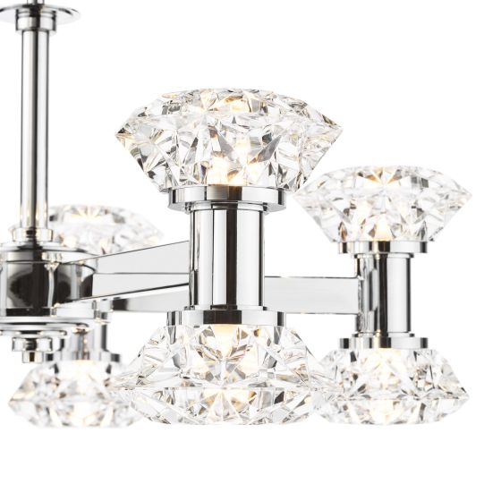 Där Lighting Tiana 10 Light Armed Pendant Polished Chrome