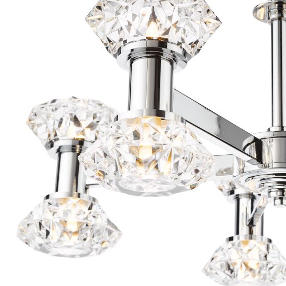 Där Lighting Tiana 10 Light Armed Pendant Polished Chrome