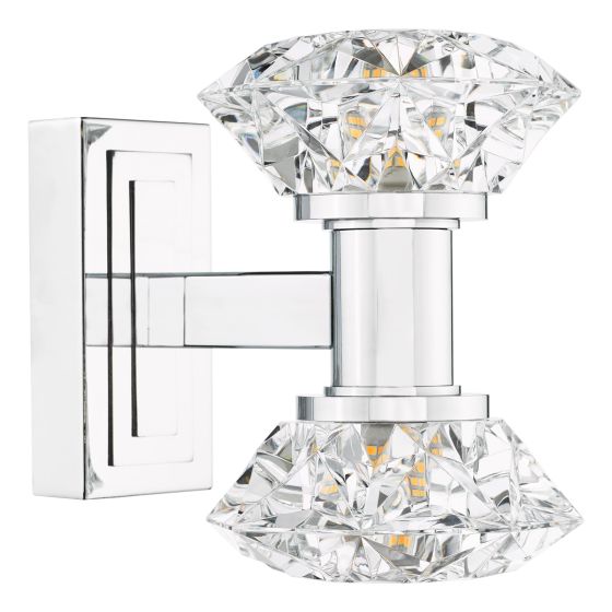 Där Lighting Tiana 2 Light Wall Light Polished Chrome And Faceted Acrylic