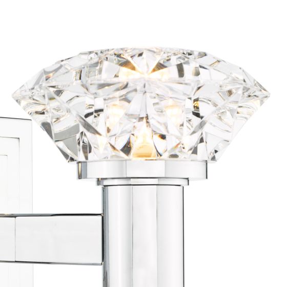 Där Lighting Tiana 2 Light Wall Light Polished Chrome And Faceted Acrylic