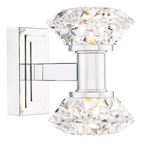 där lighting Tiana 2 Light Wall Light Polished Chrome and Faceted Acrylic