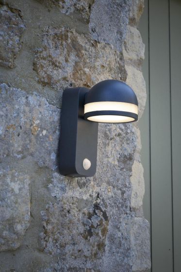Där Lighting Tien Outdoor Wall Light Adjustable Head Anthracite PIR Sensor IP65 LED