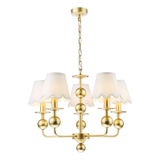 där lighting Tilda 5 Light Pendant Satin Gold With Shade