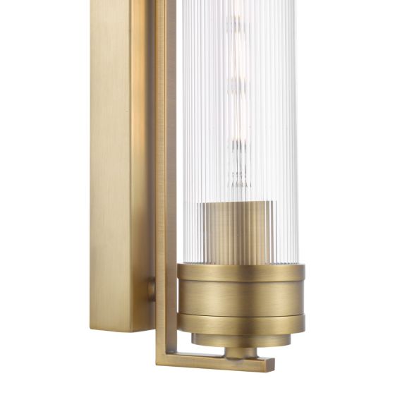 Där Lighting Tommaso Bathroom Wall Light Antique Bronze And Ribbed Glass IP44