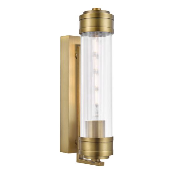 Där Lighting Tommaso Bathroom Wall Light Antique Bronze And Ribbed Glass IP44