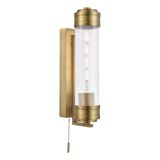 där lighting Tommaso Bathroom Wall Light Antique Bronze and Ribbed Glass IP44