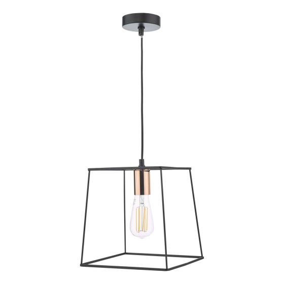 Där Lighting Tower 1 Light Single Pendant Matt Black Copper