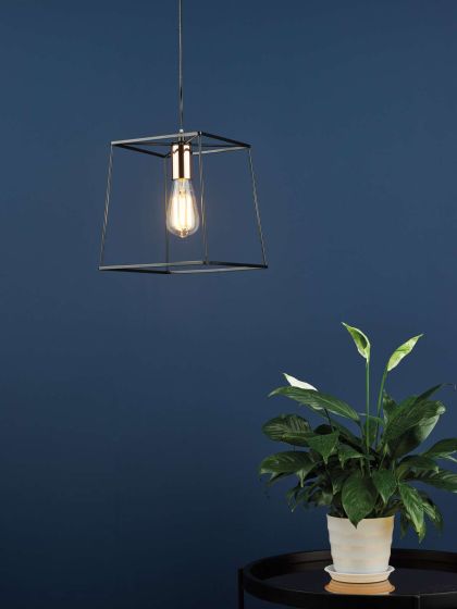 Där Lighting Tower 1 Light Single Pendant Matt Black Copper