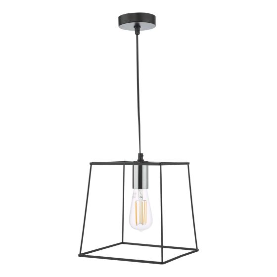 Där Lighting Tower 1 Light Single Pendant Matt Black Polished Chrome