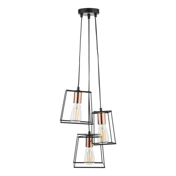 Där Lighting Tower 3 Light Cluster Pendant Black & Copper