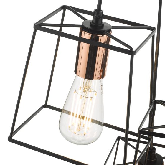Där Lighting Tower 3 Light Cluster Pendant Black & Copper