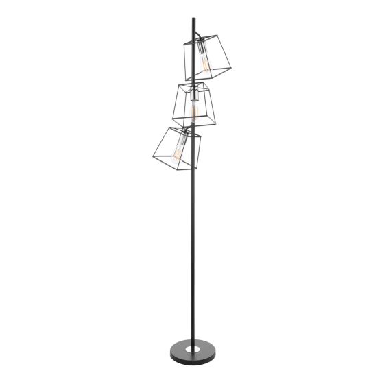 Där Lighting Tower 3 Light Floor Lamp Matt Black And Polished Chrome